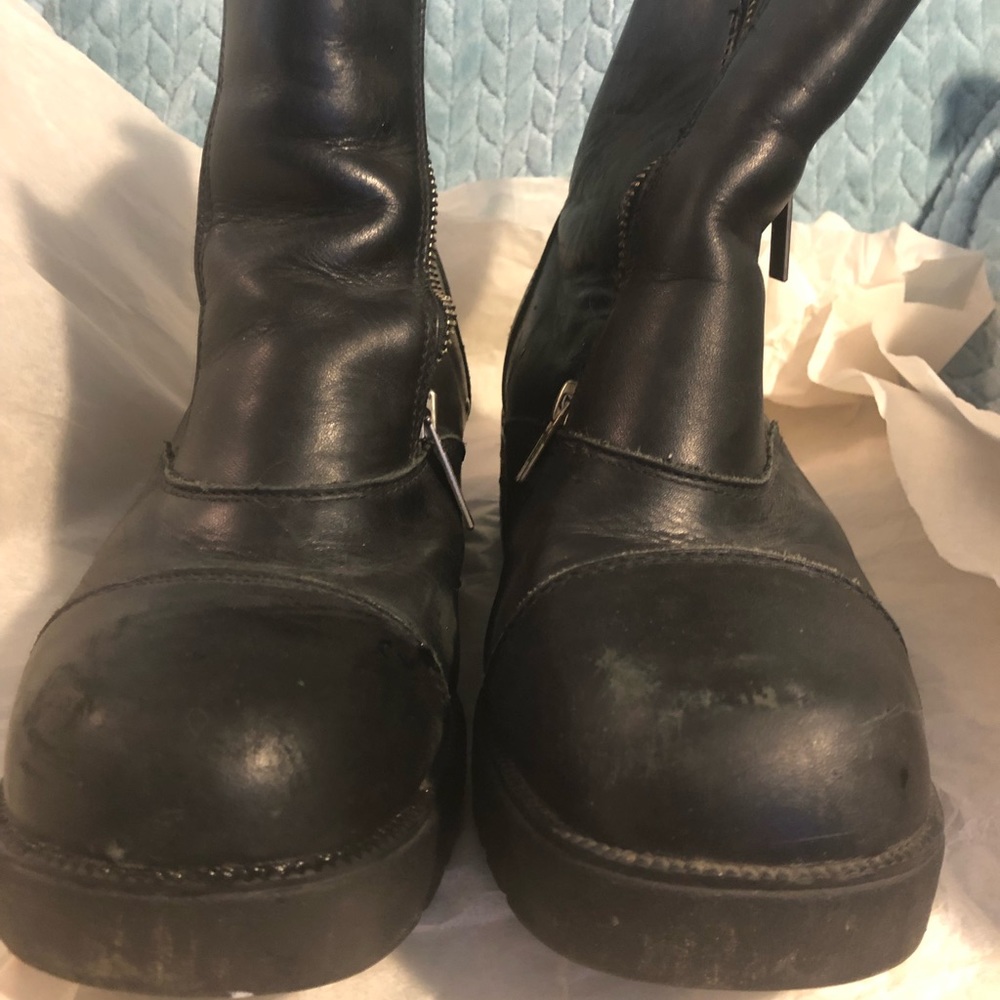 Preloved Harley Davidson Black Leather riding boots 10 ladies **** zipper